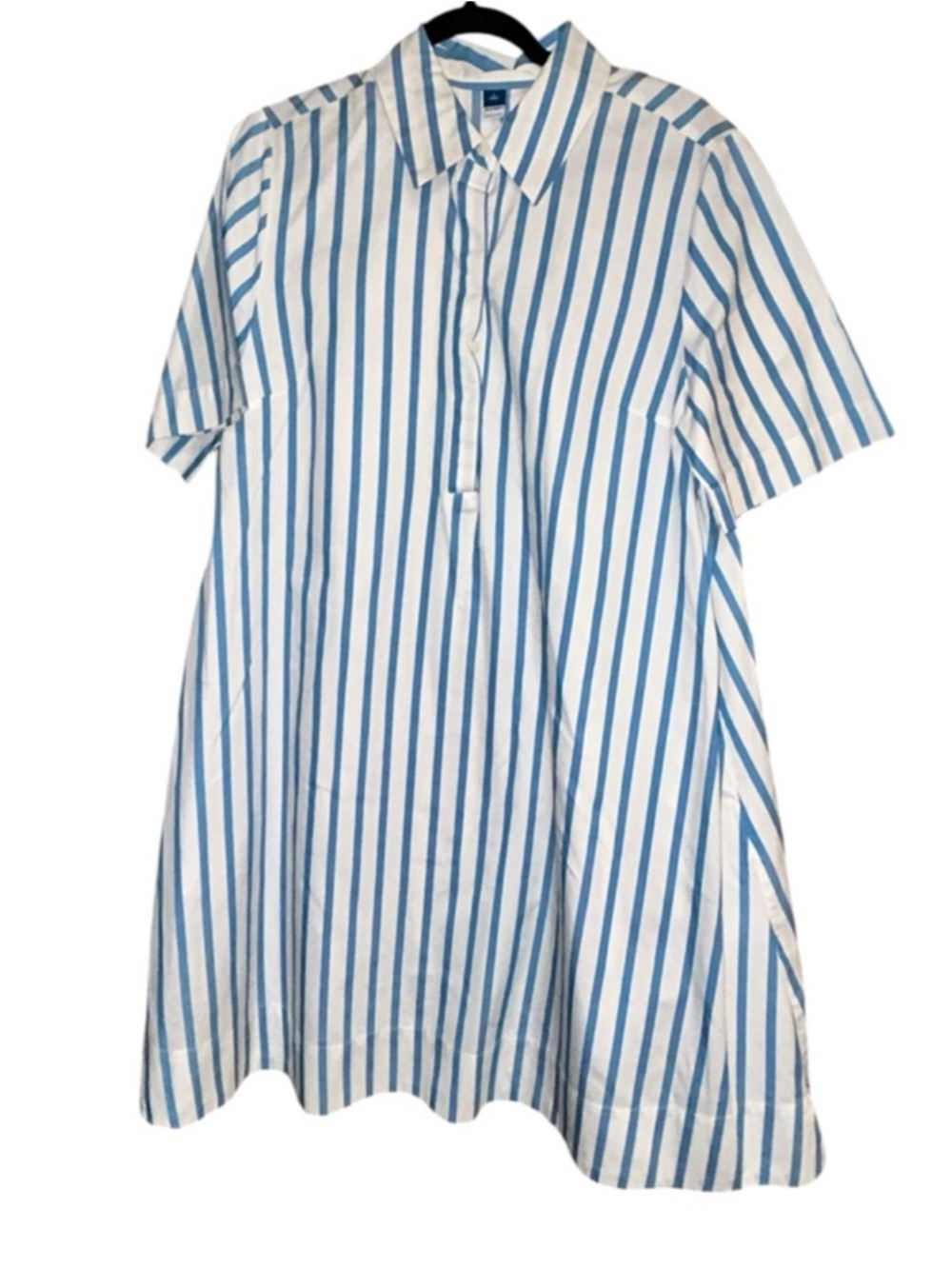 Old Navy Large TALL Blue & White Stripe Midi Swing Shirt Dress - Picture 3 of 3